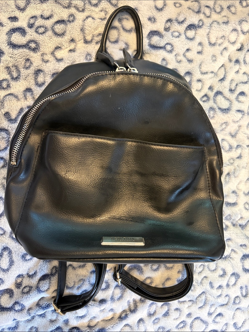 Kenneth Cole Reaction Black Leather Backpack